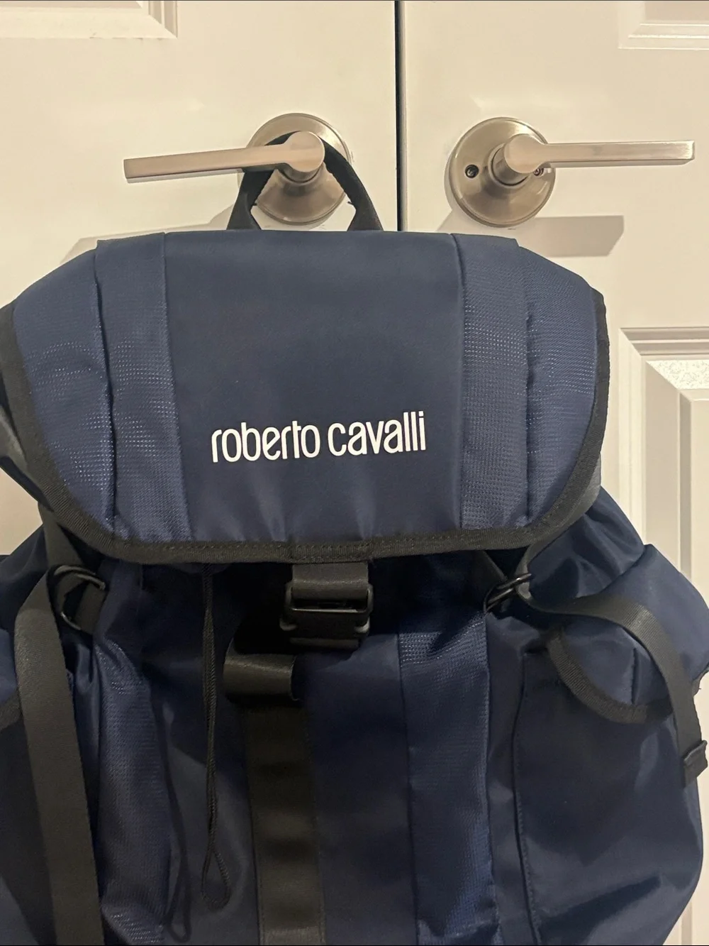 Roberto Cavalli Navy and Black Men's Backpack